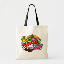 Kleurrijke Tattoo Koffie en Donut Tote Bag