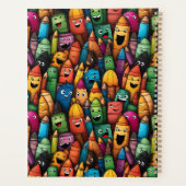 Kleurrijke Teacher Cartoon Pen Pattern Planner (Achterkant)