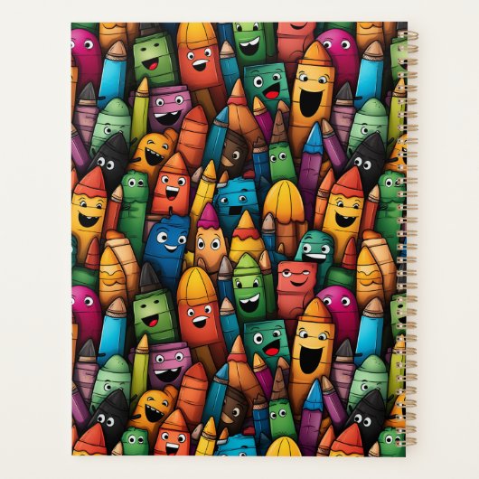 Kleurrijke Teacher Cartoon Pen Pattern Planner (Achterkant)