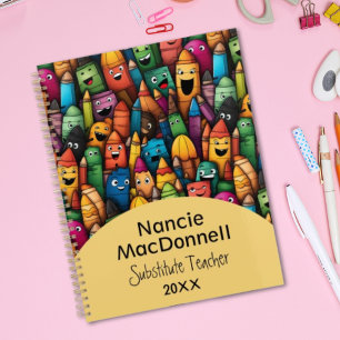 Kleurrijke Teacher Cartoon Pen Pattern Planner