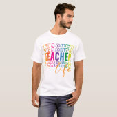 Kleurrijke Teacher Life Rainbow Design T-shirt (Voorkant volledig)