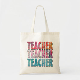 Kleurrijke Teacher Teacher Canvas tas