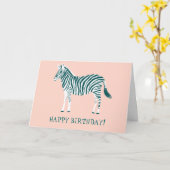 KLEURRIJKE TEAL ZEBRA AANGEBOORTEDAG KAART (Gele Bloem)