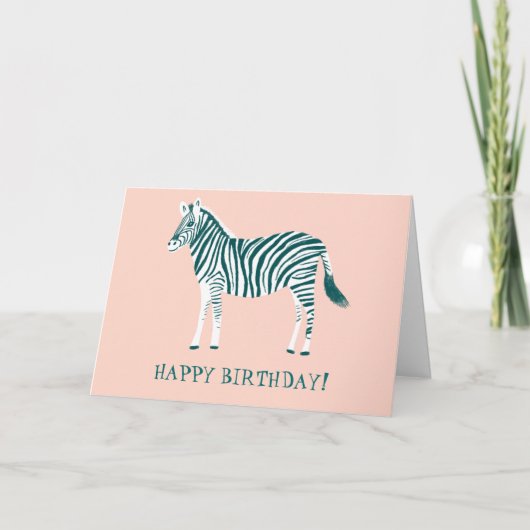 KLEURRIJKE TEAL ZEBRA AANGEBOORTEDAG KAART (Voorkant)