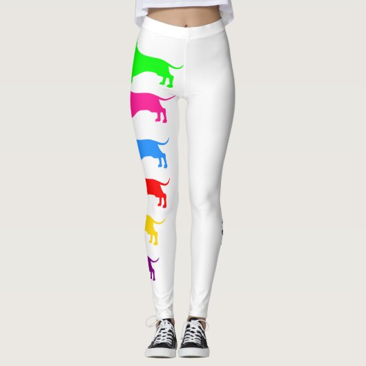 Kleurrijke Teckel Leggings (Voorkant)