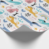 Kleurrijke teckel vrienden cadeaupapier (Hoek)