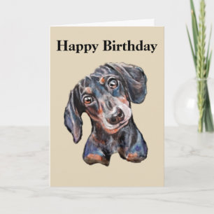 Kleurrijke teckel worst hond kunst Happy Birthday Kaart