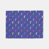 Kleurrijke teckels patroon blauw fleece deken (Voorkant (Horizontaal))