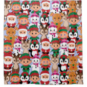 Kleurrijke Teddy Kerstmis met veel professionals Douchegordijn (Voorkant)