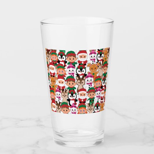 Kleurrijke Teddy Kerstmis met veel professionals Glas (Voorkant)