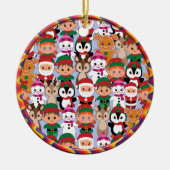 Kleurrijke Teddy Kerstmis met veel professionals Keramisch Ornament (Voorkant)