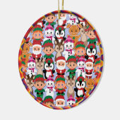 Kleurrijke Teddy Kerstmis met veel professionals Keramisch Ornament (Links)