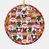 Kleurrijke Teddy Kerstmis met veel professionals Keramisch Ornament (Achterkant)