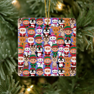 Kleurrijke Teddy Kerstmis met veel professionals Keramisch Ornament