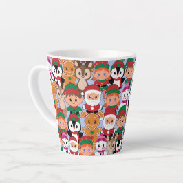 Kleurrijke Teddy Kerstmis met veel professionals Latte Mok