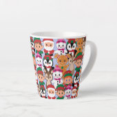 Kleurrijke Teddy Kerstmis met veel professionals Latte Mok (Rechterhoek)