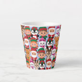 Kleurrijke Teddy Kerstmis met veel professionals Latte Mok (Voorkant)