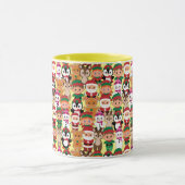 Kleurrijke Teddy Kerstmis met veel professionals Mok (Midden)