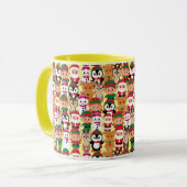 Kleurrijke Teddy Kerstmis met veel professionals Mok (Voorkant links)