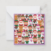 Kleurrijke Teddy Kerstmis met veel professionals Notitiekaartje (Achterkant)