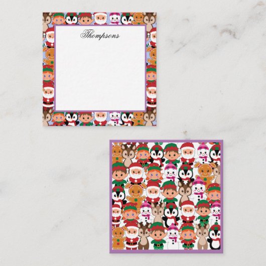 Kleurrijke Teddy Kerstmis met veel professionals Notitiekaartje (Voorkant / Achterkant)