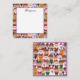 Kleurrijke Teddy Kerstmis met veel professionals Notitiekaartje