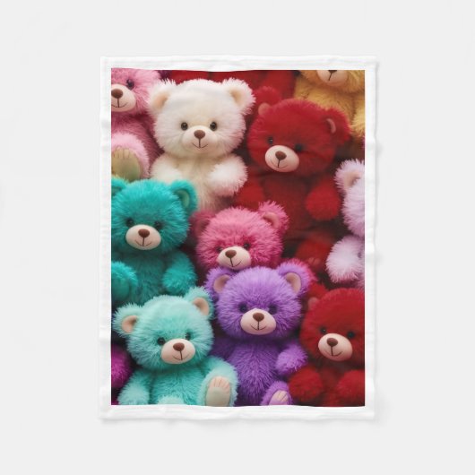 Kleurrijke teddyberen sherpa deken (Voorkant)
