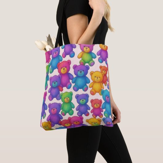 Kleurrijke teddyberen tote bag (Dichtbij)