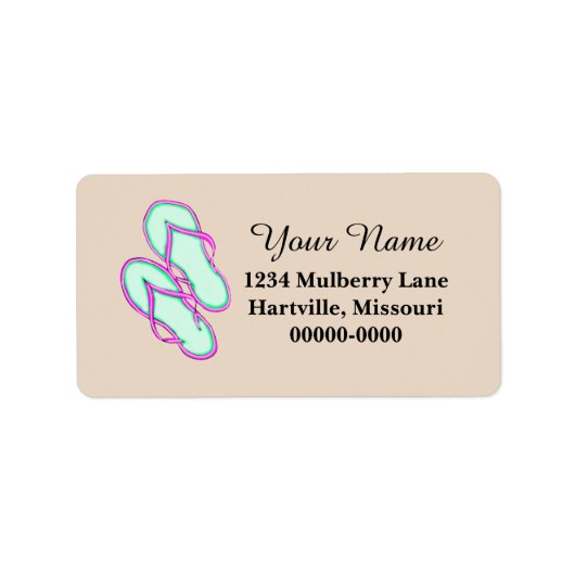 Kleurrijke Teenslippers 1 Adresetiketten Etiket (Voorkant)