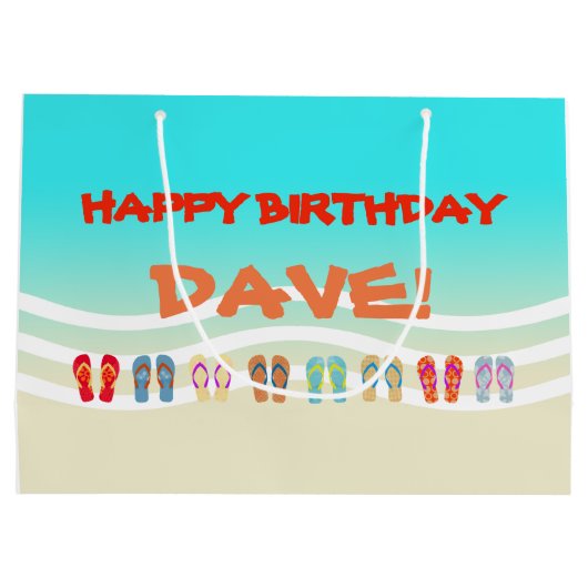 Kleurrijke Teenslippers Beach Verjaardag Groot Cadeauzakje (Achterkant)