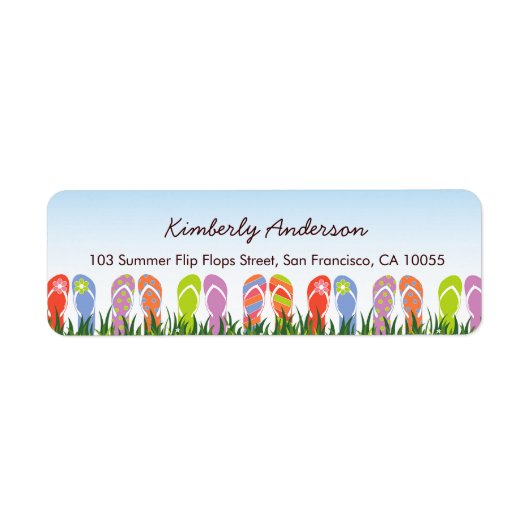 Kleurrijke Teenslippers in de Zonnedag Partij Etiket (Voorkant)