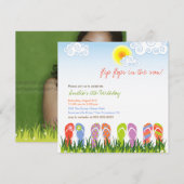 Kleurrijke Teenslippers in de Zonnedag Partij Kaart (Voorkant / Achterkant)