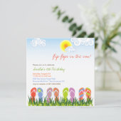 Kleurrijke Teenslippers in de Zonnedag Partij Kaart (Staand voorkant)