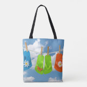 kleurrijke teenslippers op de lijn tote bag (Achterkant)