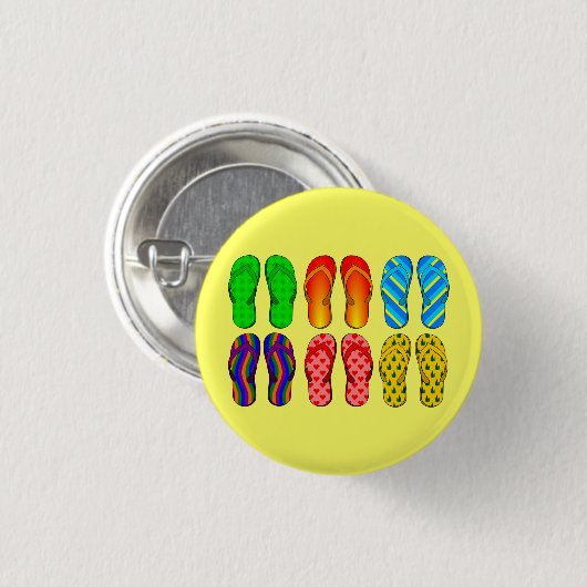 Kleurrijke teenslippers ronde button 3,2 cm (Voorkant /achterkant)