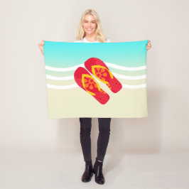 Kleurrijke Teenslippers strand Beach Blanket Fleece Deken