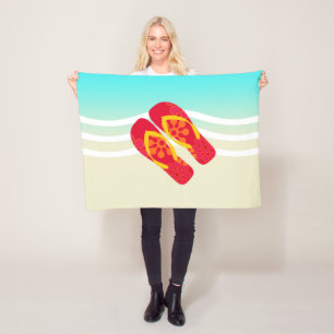 Kleurrijke Teenslippers strand Beach Blanket Fleece Deken