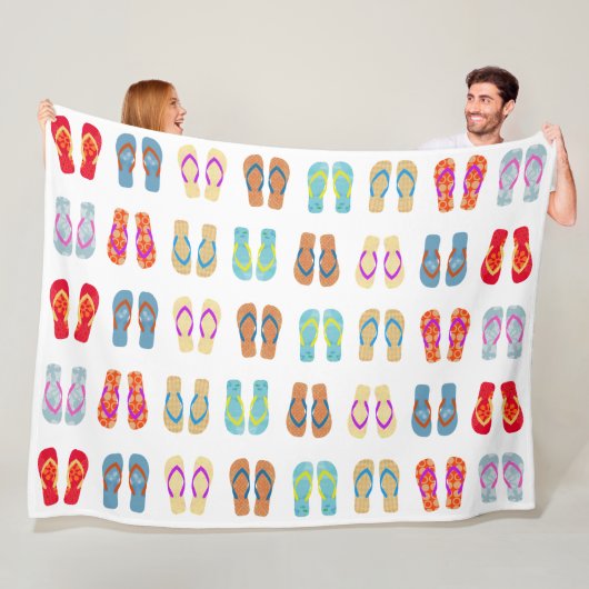 Kleurrijke Teenslippers strand Beach Blanket Fleece Deken (In situ)