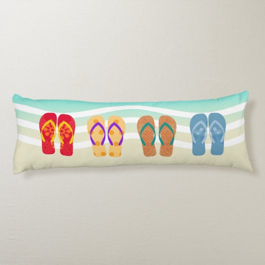 Kleurrijke Teenslippers van het strand Lichaamskussen (Achterkant)