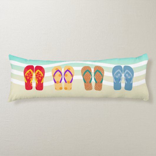 Kleurrijke Teenslippers van het strand Lichaamskussen (Voorkant)