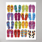 Kleurrijke Teenslippers Vector Set Poster (Voorkant)