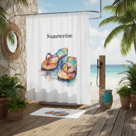 Kleurrijke teenslippers waterverf aanpasbaar badmat