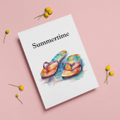 Kleurrijke teenslippers waterverf aanpasbaar briefkaart