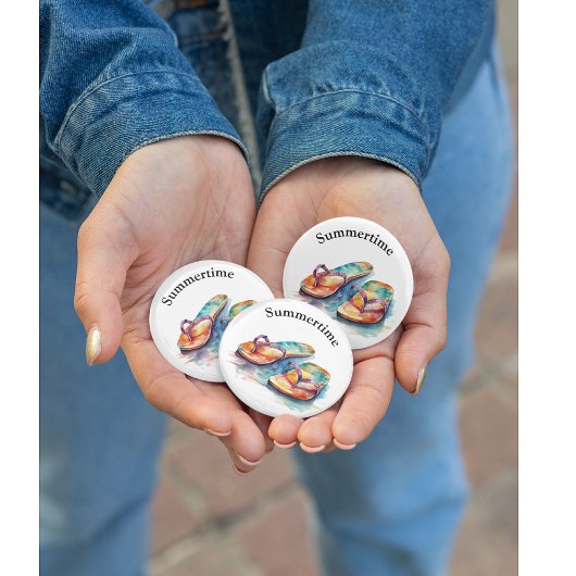 Kleurrijke teenslippers waterverf aanpasbaar button flesopener