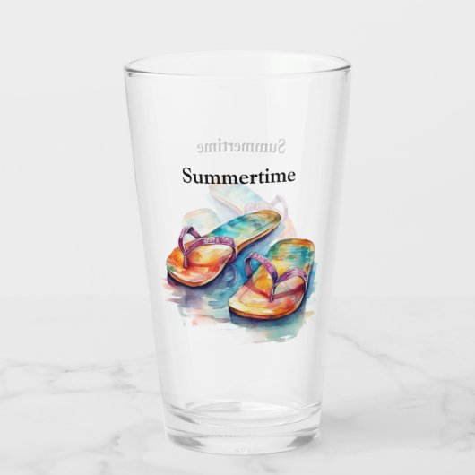 Kleurrijke teenslippers waterverf aanpasbaar glas (Achterkant)