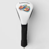 Kleurrijke teenslippers waterverf aanpasbaar golfheadcover (Voorkant)