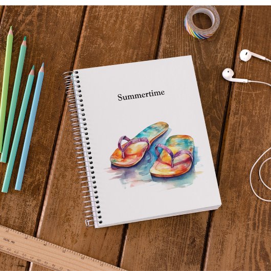 Kleurrijke teenslippers waterverf aanpasbaar planner