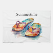 Kleurrijke teenslippers waterverf aanpasbaar theedoek (Horizontaal)