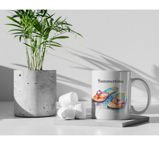 Kleurrijke teenslippers waterverf aanpasbaar tweekleurige koffiemok