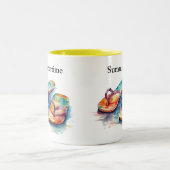 Kleurrijke teenslippers waterverf aanpasbaar tweekleurige koffiemok (Center)